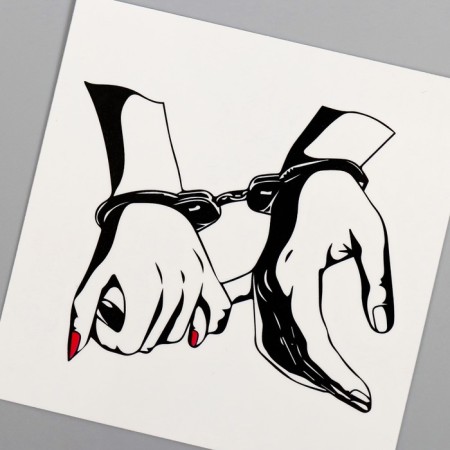 Black-red tattoo on the body "handcuffs" 6x6 cm-2