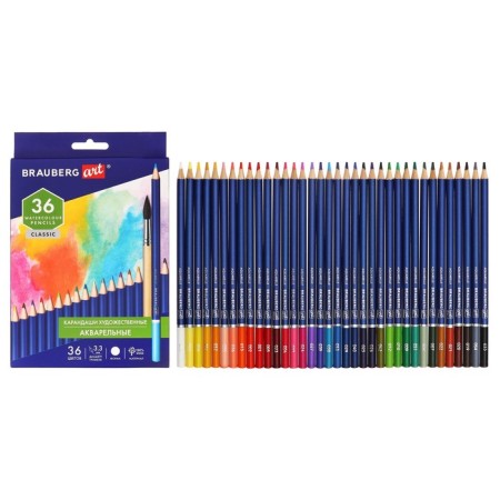 Pencils Watercolor Brauberg Art Classic 36 colors, 3.3 mm barrel-10