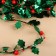 Leaves on a metal wire, with beads, 21 × 18 mm, 5 m, green/red color