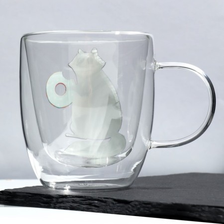 Glass mug with double walls "Raccoon", 300 ml-1
