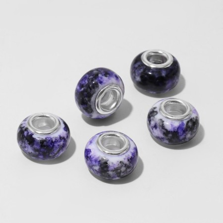 Bead "ink", white-purple color in silver