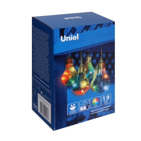 UNIEL Girlyanda “Thread” 1.9 m with nozzles “light bulbs”, ip44, transparent thread, 10 bulbs, glow of multi, 1 mode, solar battery-4