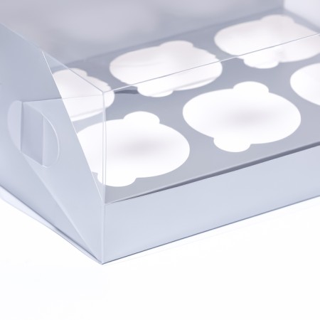 Confectionery folding box for 6 cupcakes 23.5 x 16 x 10, silver-2
