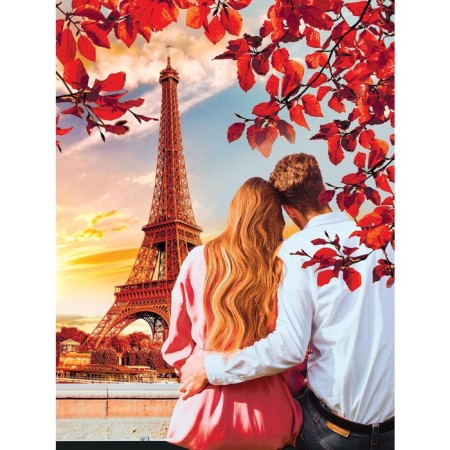 Diamond mosaic with partial filling on the canvas "Paris", 15 x 21 cm-1
