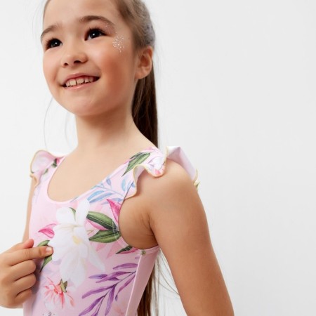 Children's swimsuit KAFTAN "Flowers", height 122-128 cm, pink-5