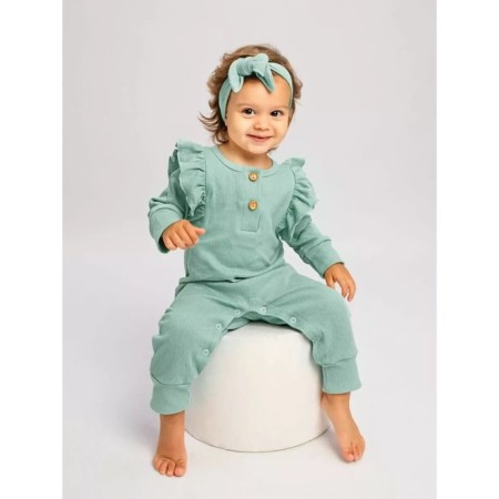 Children's overalls with ruffles fashion, height 80 cm, green color