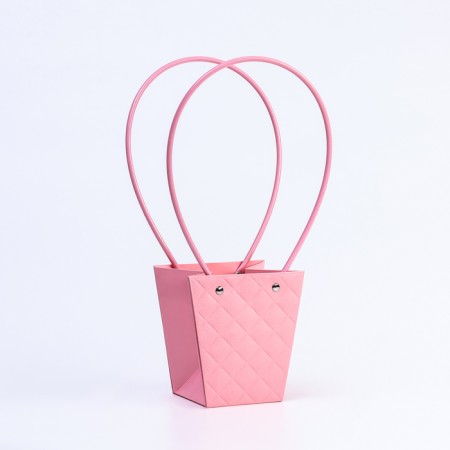 Flower bag embossed pink moisture-resistant, 12x12-8x8-12.5 cm-1