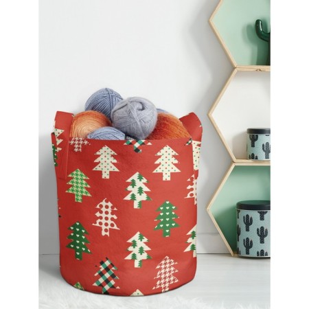 Textile bag "Scandinavian Christmas trees", for storing things and toys, size 30x30 cm, 18.9 liters