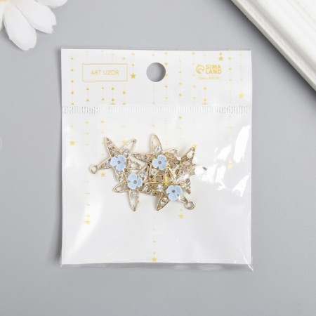Decor for creativity metal, rhinestones "Star with flower" gold 2x2.3 cm-2