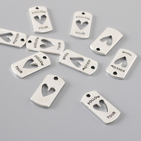 Decor for creativity Metal "Heart with Heart" silver 2x1 cm