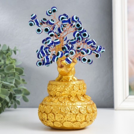 Bonsai souvenir "Cash tree in a golden pot" 96 eyes 20x9x17 cm-1