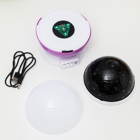 The night designer "Starry sky", rotation, (4AAA or USB) violet. 12*10 cm Risalux-12