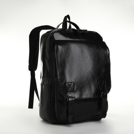 City backpack on a zipper, black color