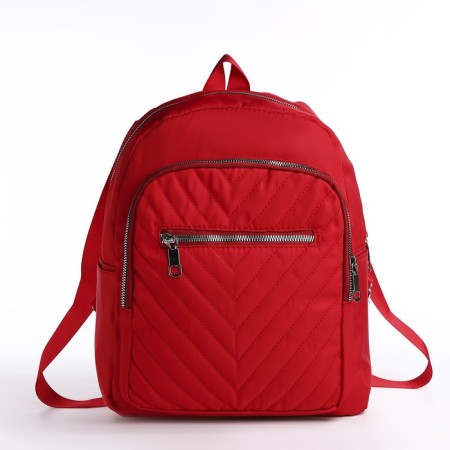 City backpack of textiles on lightning, 2 outer pockets, red color