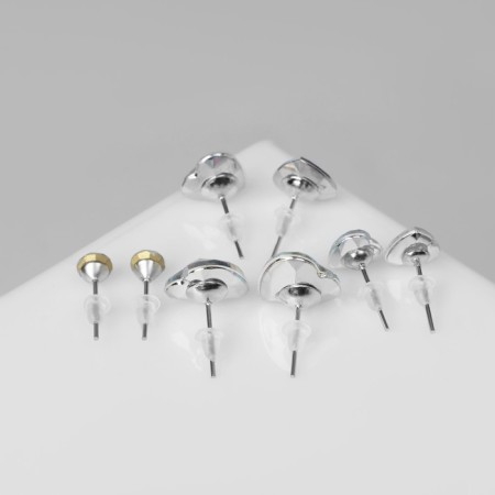 Pusets 4 pairs of "romance" heart, white-radiant color in silver-2