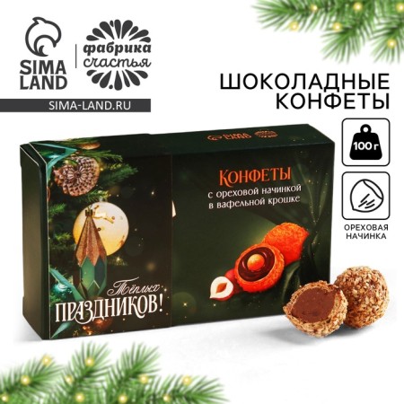 Chocolate sweets "warm holidays" in the box, taste: nut, 100 g.