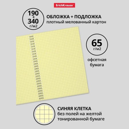 Notebook A5, 80 sheets in a cage on a spiral Erichkrause "Megapolis Yellow Concept", cover coated cardboard, yellow internal unit-1