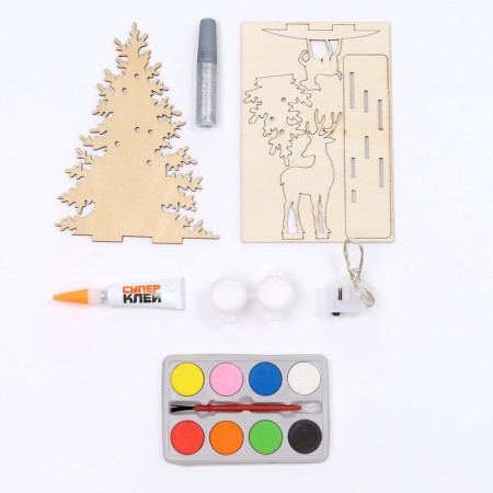 Set for creativity 3D picture - nightlight "Deer in the forest"-3