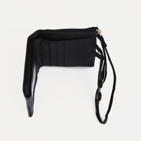 Women's wallet on the button, black color-2