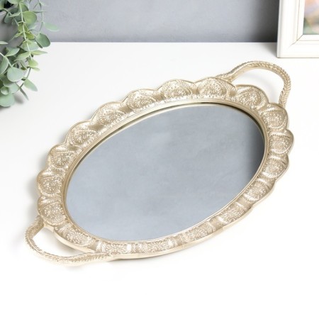 Standing interior polystone with a mirror "spikelet" gold 45x26.5x3.5 cm-2