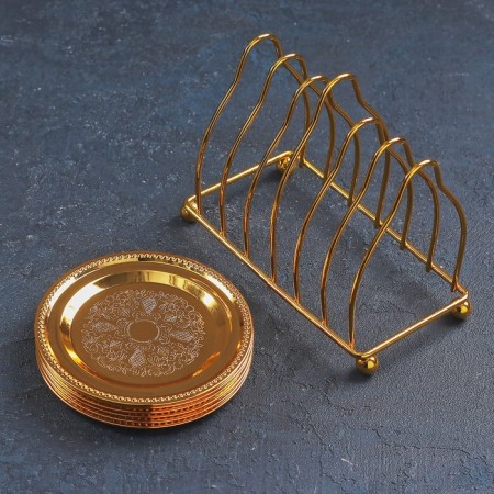 Steak with a stand “Gold”, D = 10 cm, 6 pcs, the color of the gold-1