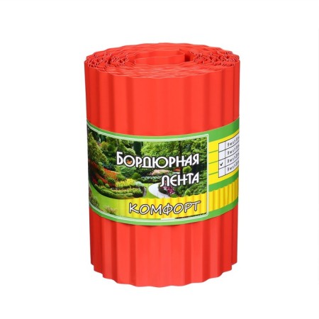 Border tape, 0.2 × 9 m, thickness 0.6 mm, plastic, corrugation, terracott, Greengo-7