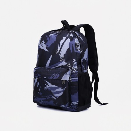 A backpack with a zipper, 3 external pockets, black/gray color-2