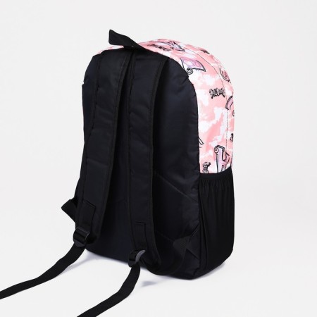 School backpack of textiles on lightning, 3 pockets, pink color-3