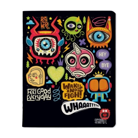 Notebook A5 (165 x 203 mm), 48 sheets in a cage on a clip of Crazy Monsters, covered cardboard, matte lamination, block 60 g/m2, mix-6