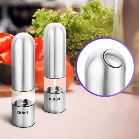 A set of electric mills KitFort KT-6011, gravitational, metal, from batteries, 2 pcs-4