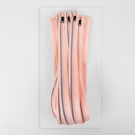 Lightning "Spiral", with a reflective strip, No. 5, connective, locking machine, 80 cm, pink color-2