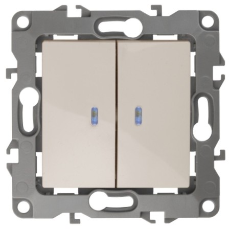 Double switch with backlight, 10AX 250V, IP20, era12, ivory