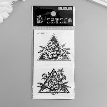 Tattoo on the body black "flowers in triangles" 10.5x6 cm-2