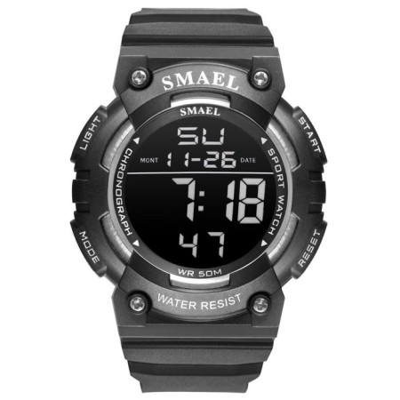 Watch is electronic watch, with an alarm clock, D-4.9 cm, strap L-25.5 cm, 5 atm, black