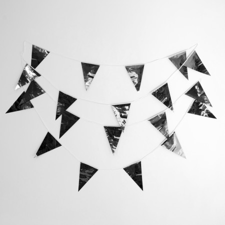 Garland "flags", 20 flags, 10 meters, silver color