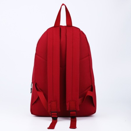 School textile school with a colored pocket, 30x39x12 cm, burgundy/black color-4