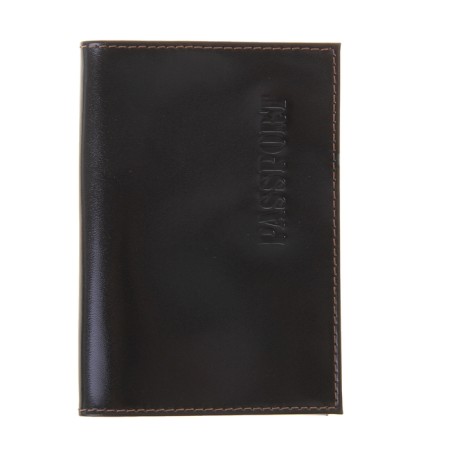 Cover for a passport with a pocket, brown color