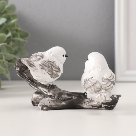 Polystone souvenir "Two white sparks on a branch" 6.5x11x6.5 cm-2
