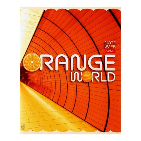 A notebook of 96 sheets in the cage "Orange world!", Cover coated cardboard, block 65g/m2, mix-4