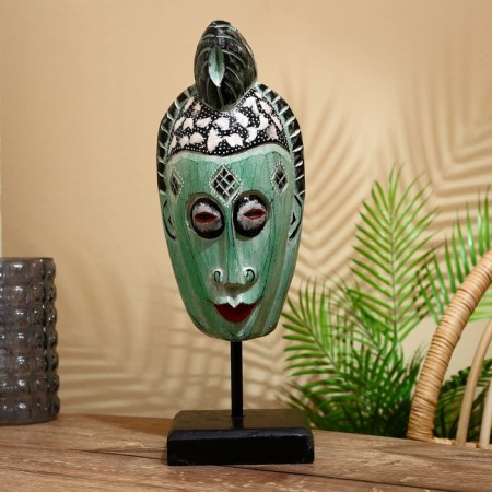Mask "Judy" on a stand, Albezia 15x8x45 cm-1