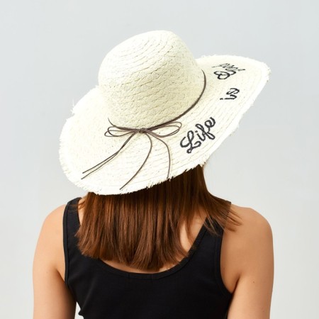 Women's hat "Life is good", size 54-56, white color-7