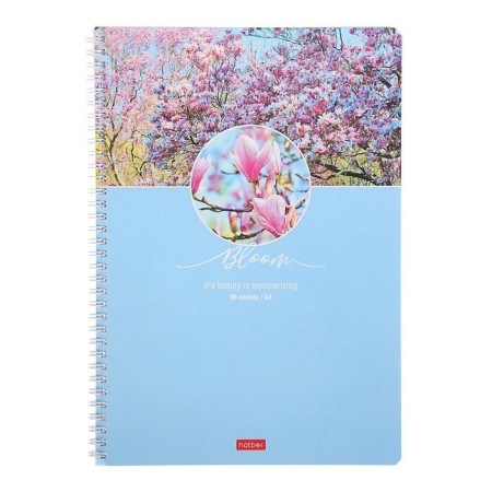 A4 notebook, 96 sheets in a cage on the crest "Beauty of Flowering", covered Cardboard, OFSET block, mix-2