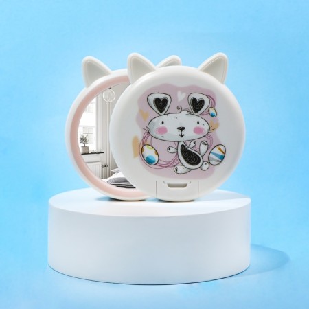 Pocket mirror "animals", d = 5.5 cm, white color-1