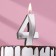 Candle in the Cake "Fine", number "4", silver metallic, 6.5 cm