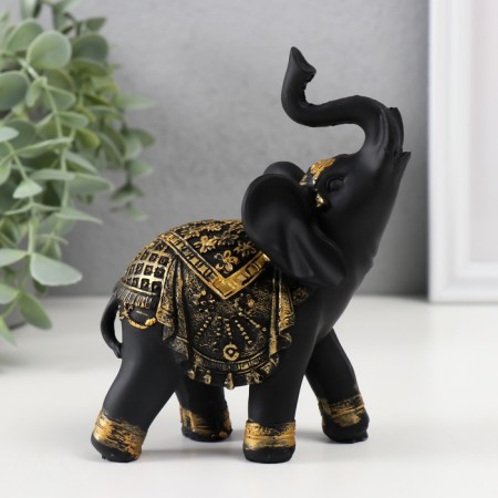 Polystone souvenir "Black Elephant in the Golden Rich Propon" MIX 14x6x12.6 cm-5