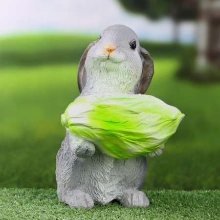 Figure Kashpo "Bunny with a salad" Gray, 14x14x20cm