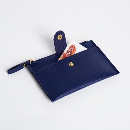 Cardholder with zipper, blue color-4