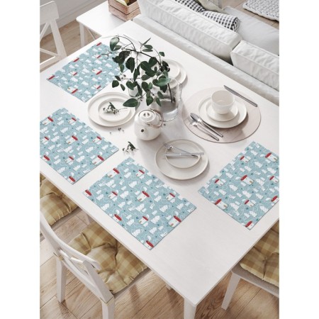 A set of napkins for setting the Snow Settlement table, rectangular, size 32x46 cm, 4 pcs