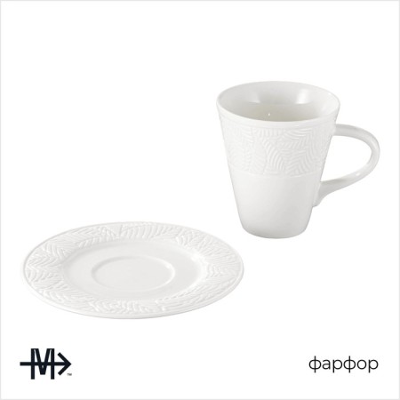 Tea couple Porcelain Magistro Crotone, 2 items: a 220 ml cup, a saucer d = 15 cm, white color-2
