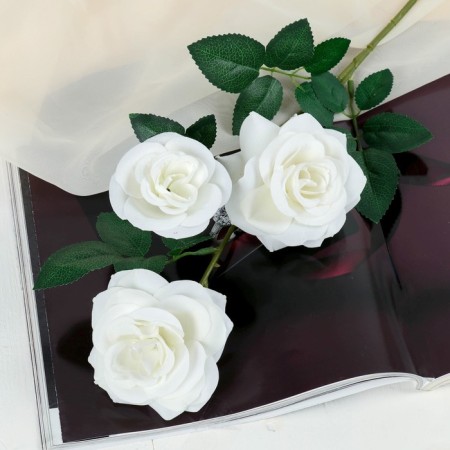Artificial flowers "Rosa Triad" 7*62 cm, white
